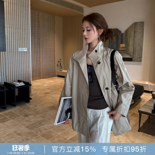 春秋卡其亲肤中长款宽松风衣女