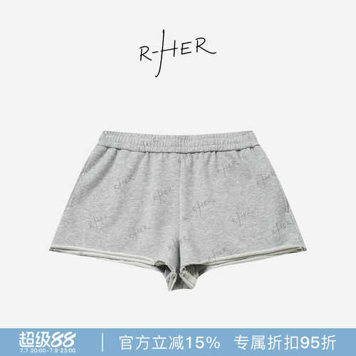 RHER STUDIO“卷边短裤”夏季新款高腰显瘦百搭宽松运动短裤KYYD2