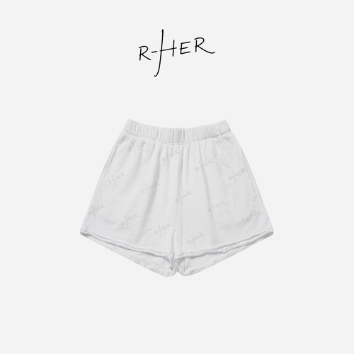 RHER STUDIO”飞跃“全棉轻氧微弹宽松休闲运动风短裤五分裤女K63