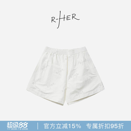 RHER STUDIO 棉锦夏季新款高腰显瘦百搭A字阔腿短裤K5056