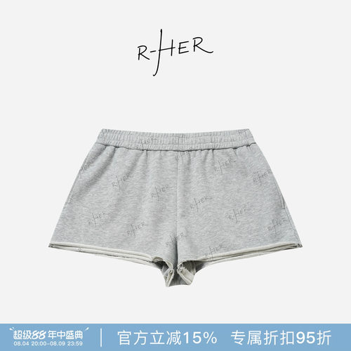 RHER STUDIO“卷边短裤”夏季新款高腰显瘦百搭宽松运动短裤KYYD2