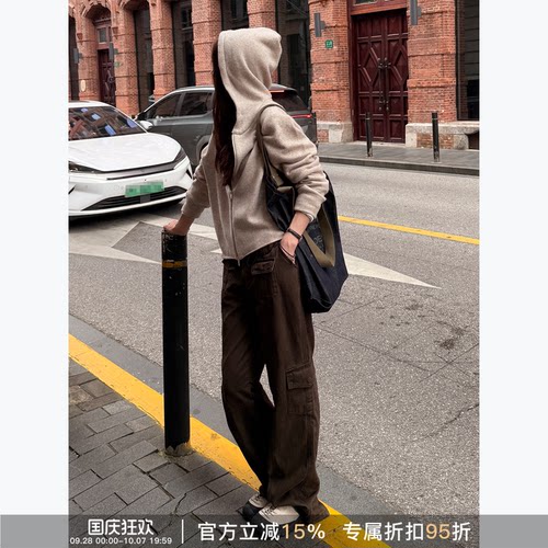 100%棉女直筒宽松显瘦工装裤