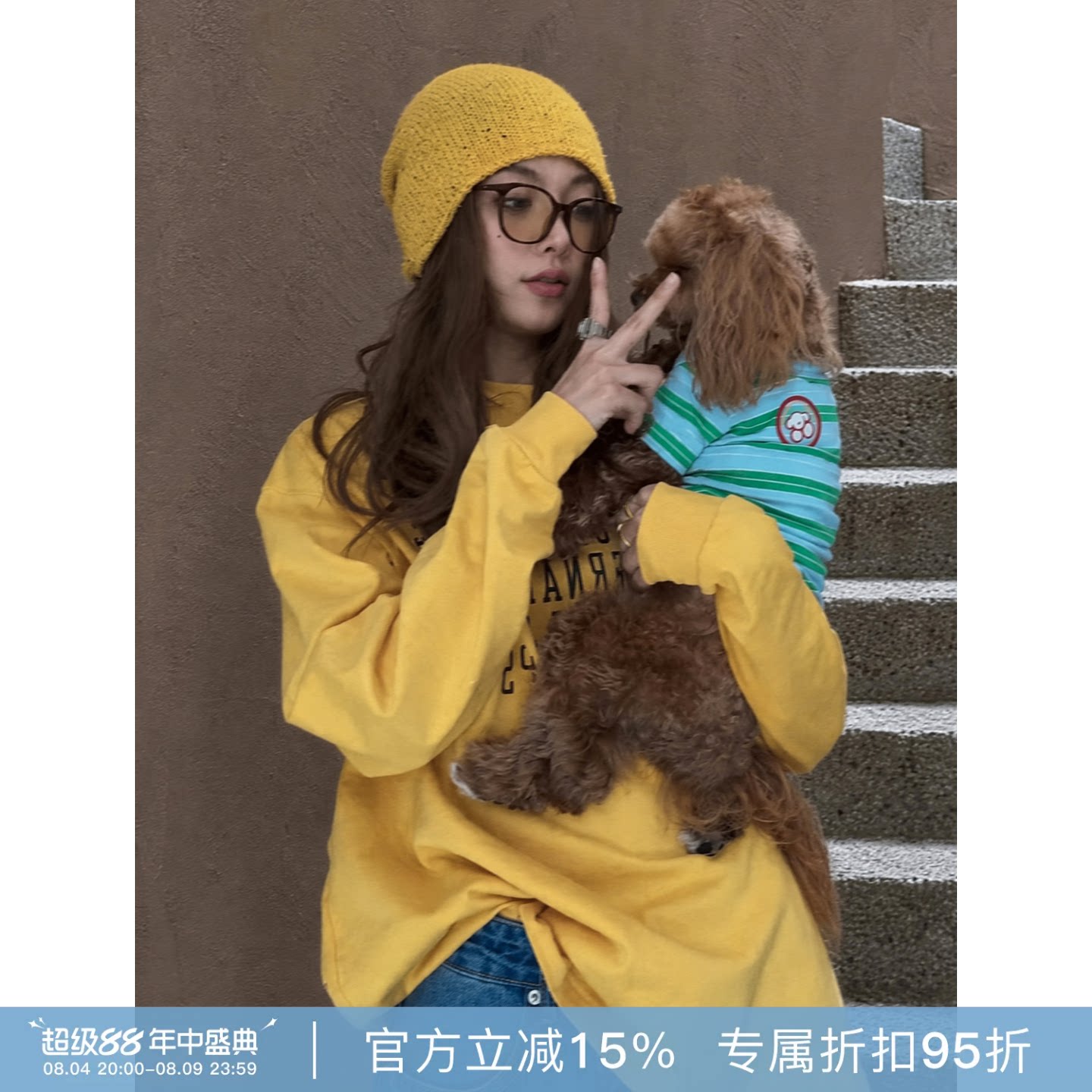 RHER STUDIO“1752S”100棉休闲英文印花宽松长袖薄款卫衣T6106