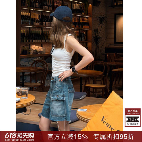 RHER STUDIO“复古做旧”夏季新款宽松显瘦百搭牛仔短裤K8645