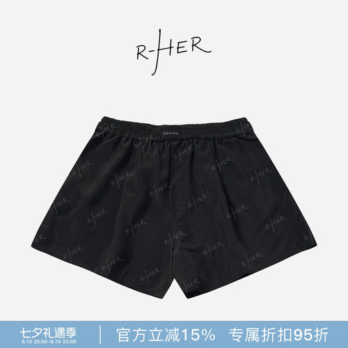 RHER STUDIO“100铜氨丝”夏季新款垂坠显瘦松紧腰休闲短裤QL070