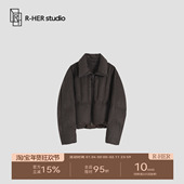 冬日modern HER 肯豆风翻领低调雅致老钱风女保暖百搭外套Y30