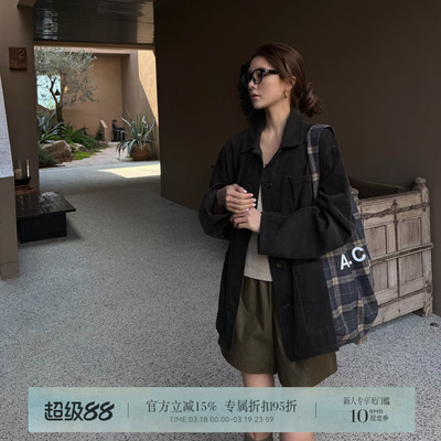 R-HER“复古夹克”英伦复古工装夹克时尚休闲春秋做旧多袋外套