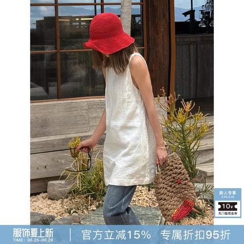 RHER STUDIO“”夏季极简风U领无袖显瘦气质连衣裙Q6023