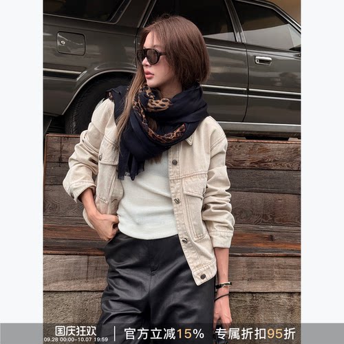 沙漠牛仔复古工装短款翻领外套女
