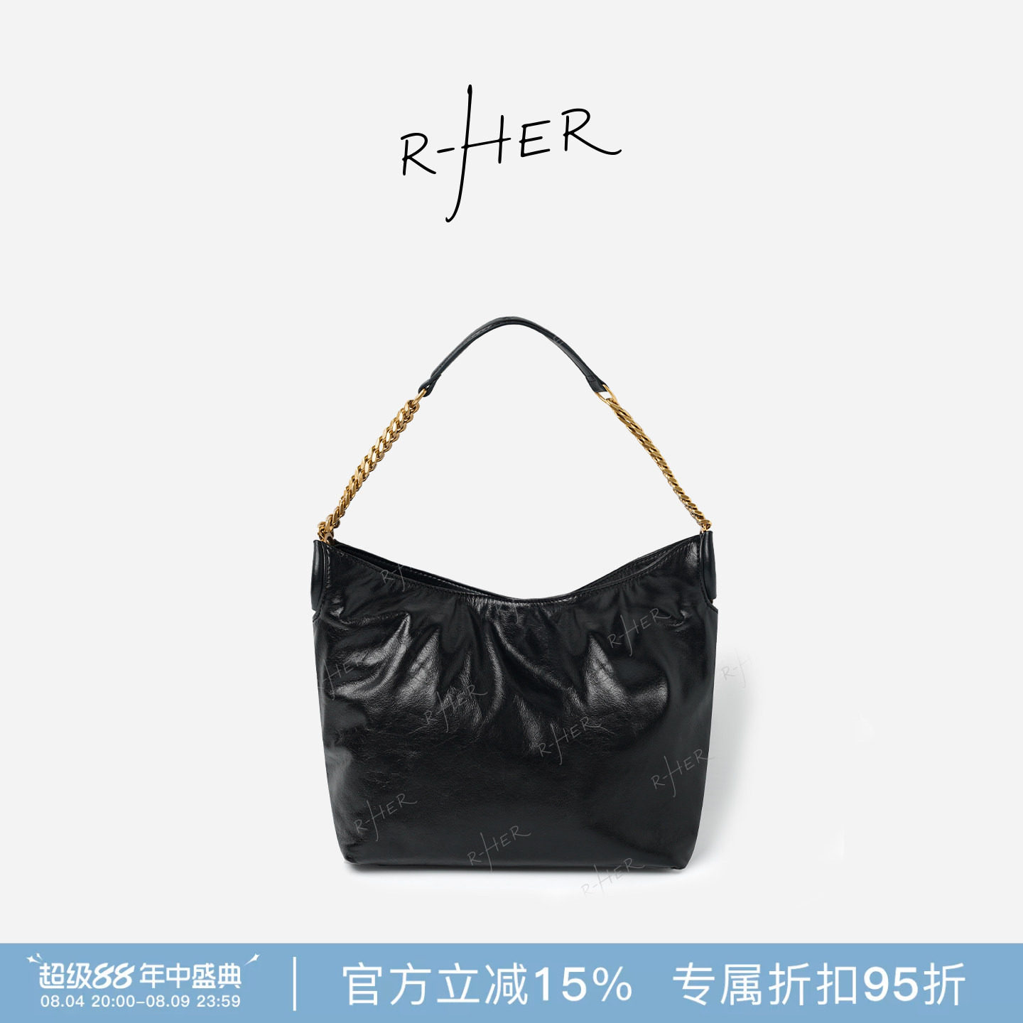 RHER STUDIO 头层牛皮时尚百搭简约大容量单肩斜挎饺子包BYX27