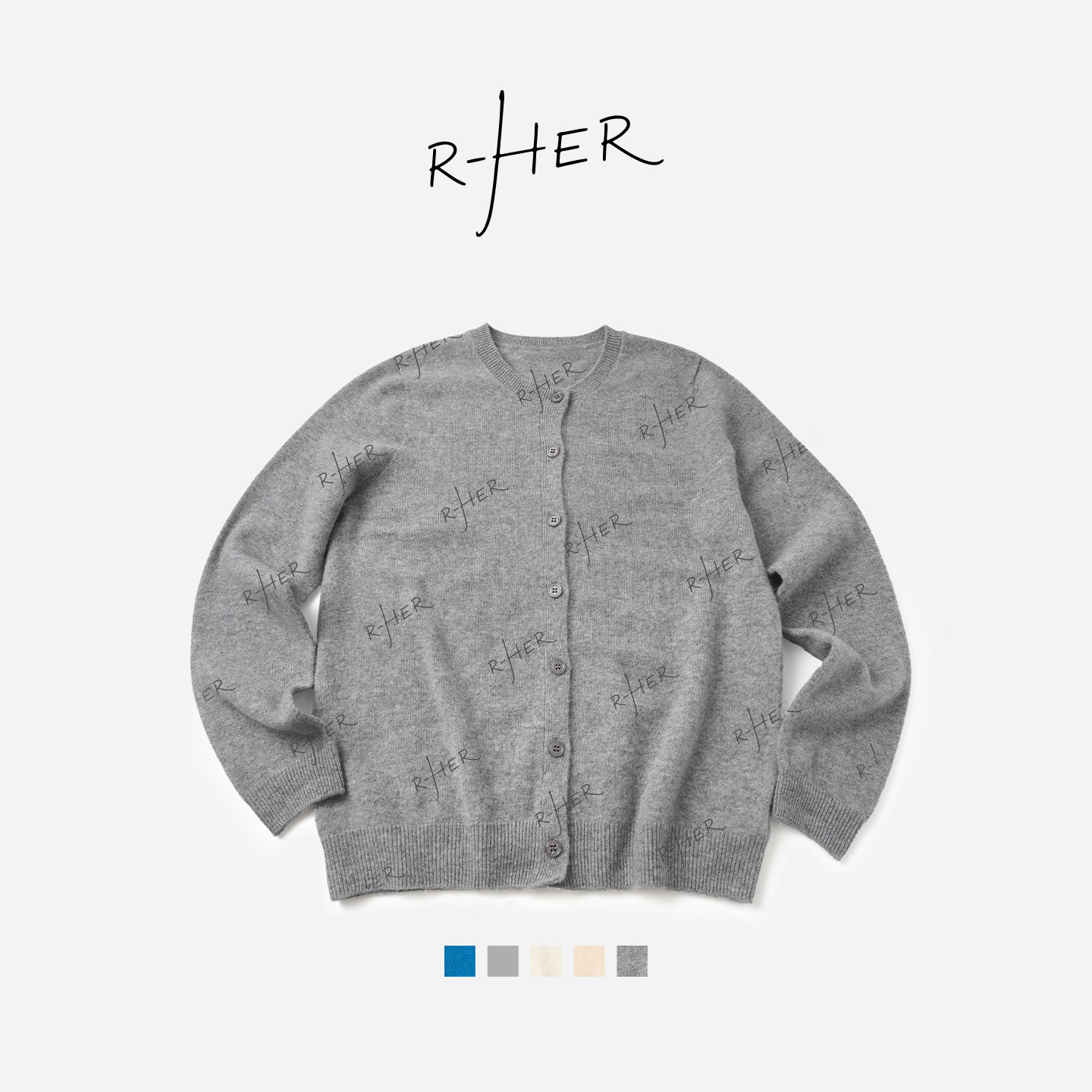RHER STUDIO 秋新款气质百搭显瘦圆领长袖针织开衫休闲上衣S2317