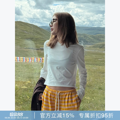 RHER STUDIO 简约纯色修身显瘦圆领百搭休闲透气打底上衣TT369