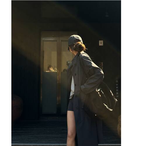 R-HER“晚风信笺”春秋时尚休闲百搭宽松立领插肩袖长款风衣FW051
