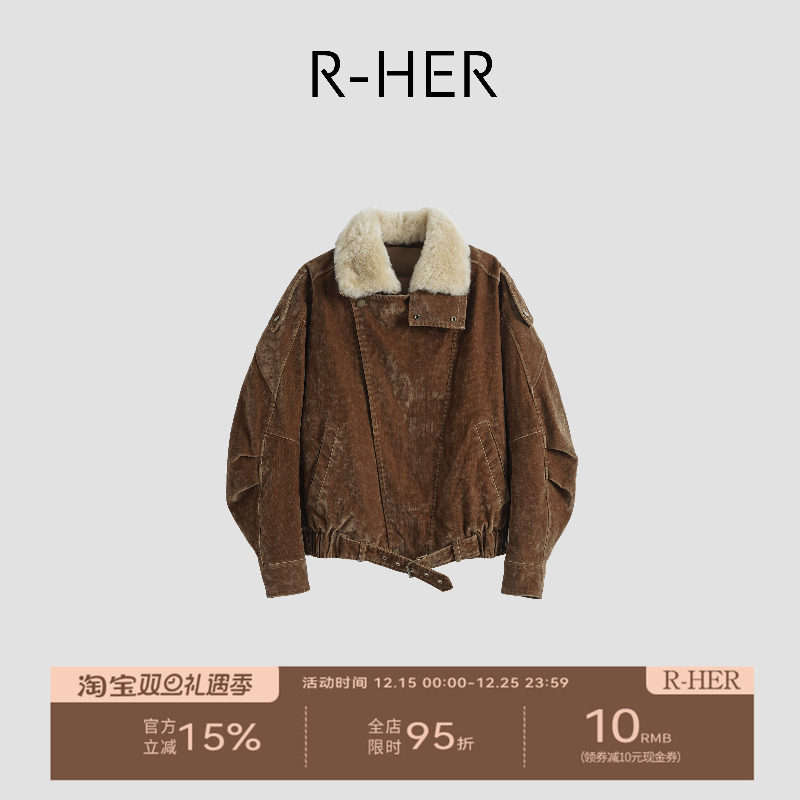 R-HER“柏林旧梦”复古植绒水洗牛仔鹅绒内胆毛领派克服RP5NC2718