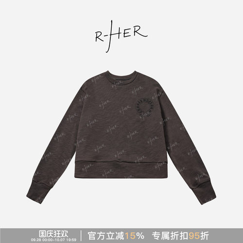 RHER STUDIO 秋季新款圆领刺绣休闲百搭宽松显瘦女卫衣E75ZC