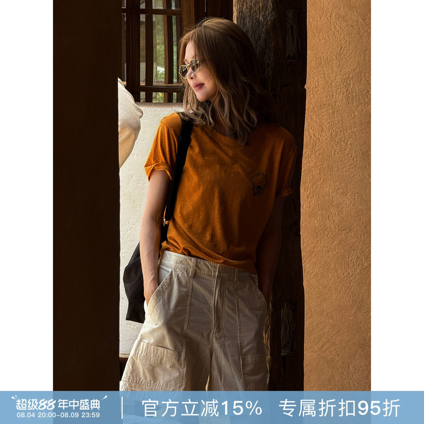 RHER STUDIO“浅夏工装”夏季新款高腰显瘦百搭宽松口袋短裤K2673