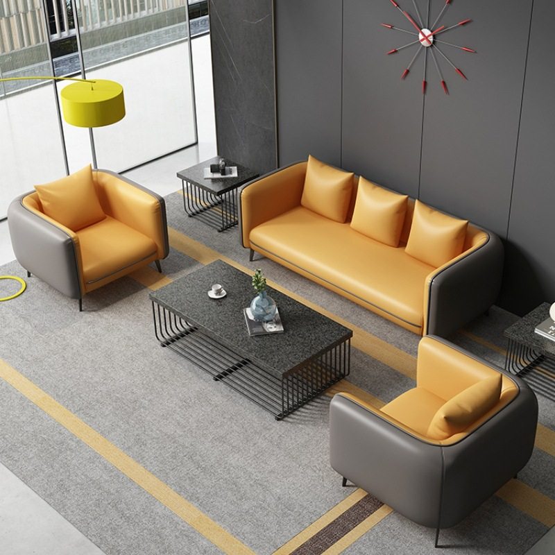 办公沙发茶几组合现代商务接待小型沙发简约会客三人位办公室沙发