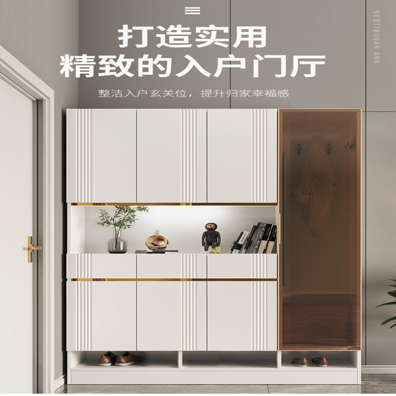 现代简约入户玄关柜门厅柜鞋柜一体客厅轻奢家用镜子挂衣帽间厅柜