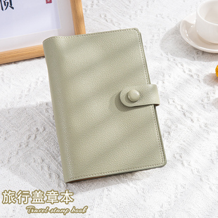 a6荔枝纹活页本旅游打卡盖章本小本子笔记本定制LOGO女生旅行印章收集本集章册空白随身便携迷你日记本手账本