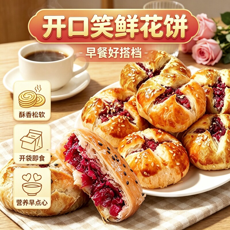 零食解馋耐吃玫瑰鲜花饼花饼云南特产手工糕点现烤送礼盒即食早餐