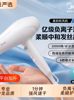 美的电吹风家用大风力负离子护发