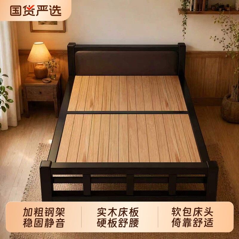 折叠床家用单人床2026硬板床钢木床可折叠午休实木床办公室结实图片