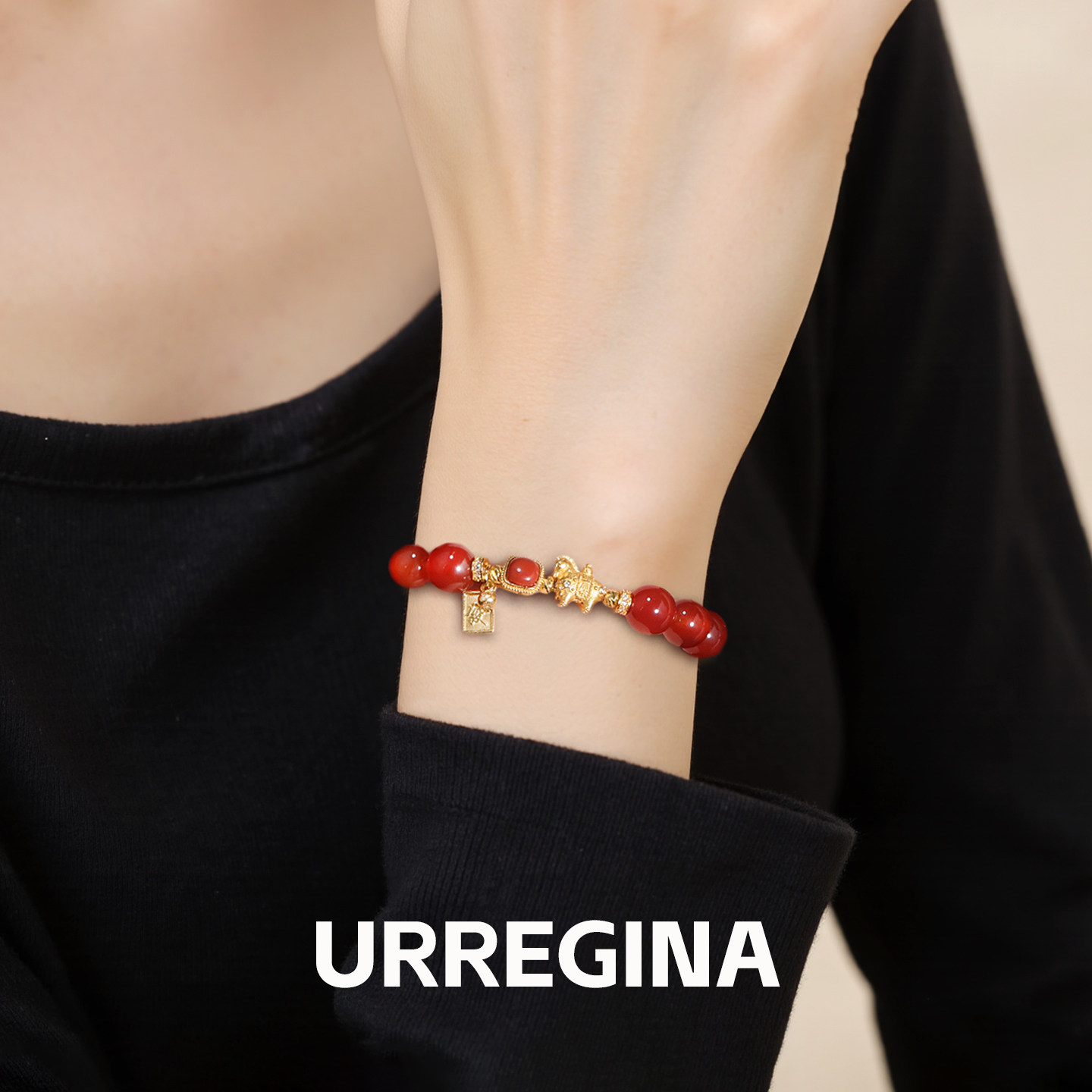 URREGINA新款红玛瑙银手串