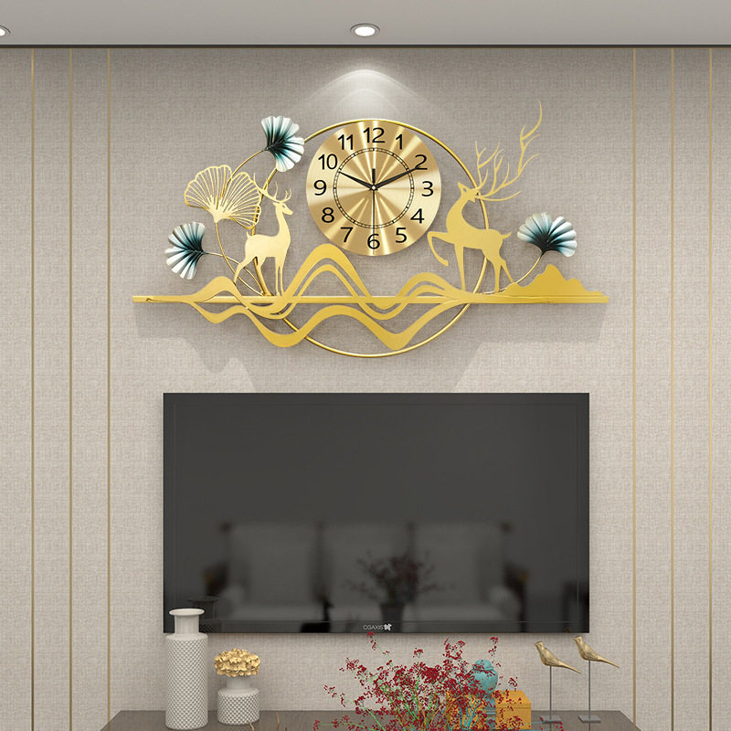 恋妆新款挂钟新中式钟表客厅家用时尚创意现代简约轻奢表挂墙时钟