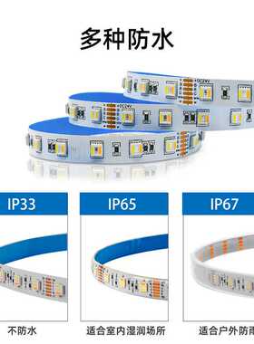 12v灯带5050rgbcw五合一rgbcct灯带自粘灯巢装修电竞氛围led灯带