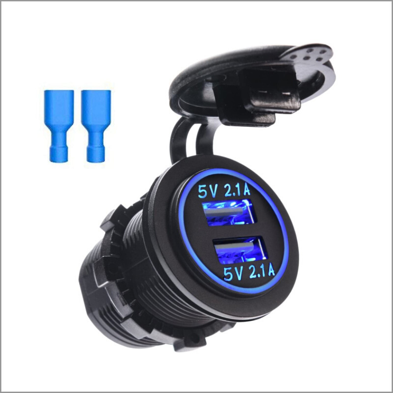 ONEGOL 现货 双USB接口母座车载充电器带LED指示灯4.2A房车游艇