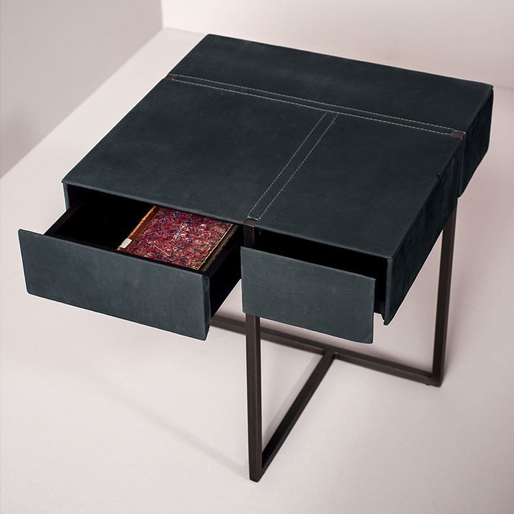 意式网红轻奢baxter卧室床边床头柜奶油风储物柜高端超迁皮床头柜