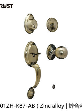 华信8501ZH-K87-AB 工厂货源高端锌合金拉手锁 美式大门门锁