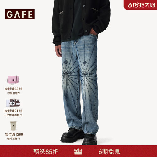 GAFE长裤休闲刺绣牛仔裤