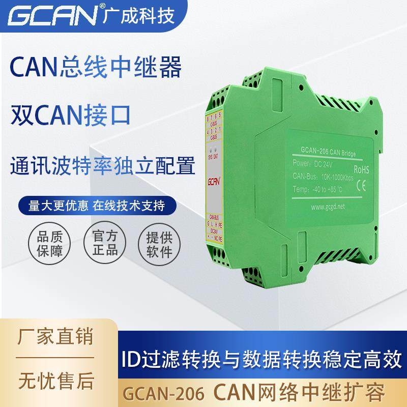 广成科技CAN总线中继器隔离双通道扩容模块支持CANopen J1939