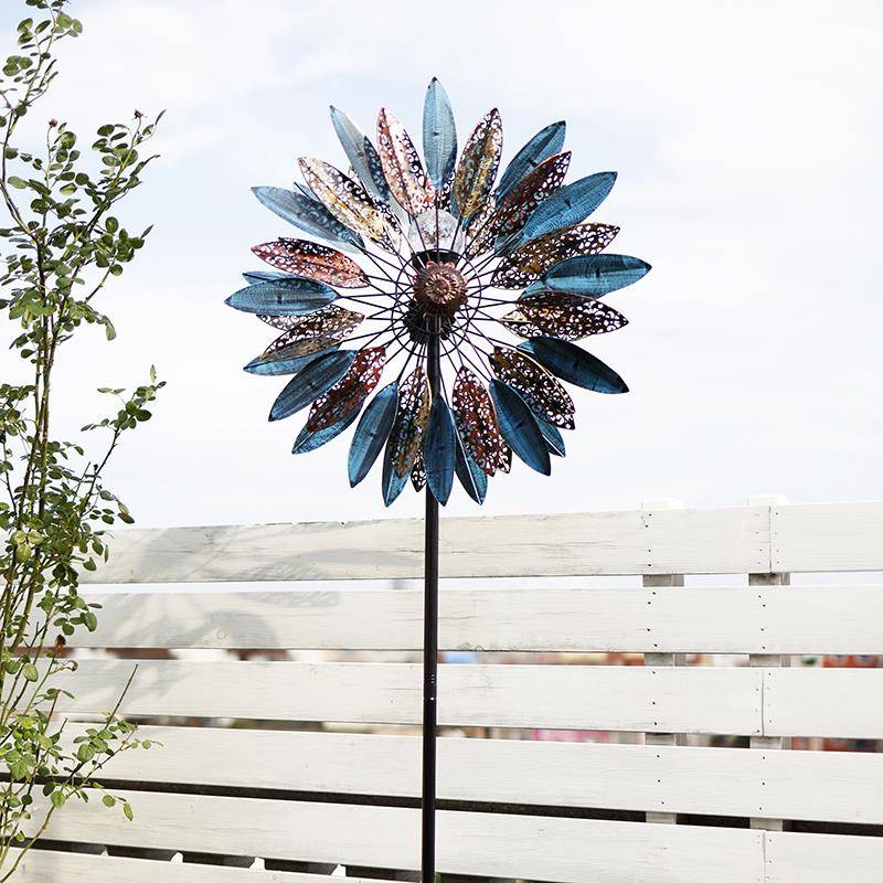 铁艺旋转风车太阳能户外庭院灯新款草坪地插别墅花园室外景观装饰