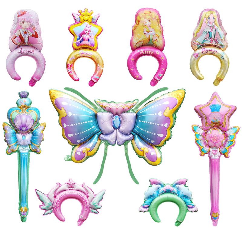 卡通巴啦啦小魔仙魔法棒头箍手持棒铝膜气球女孩生日派对拍照道具