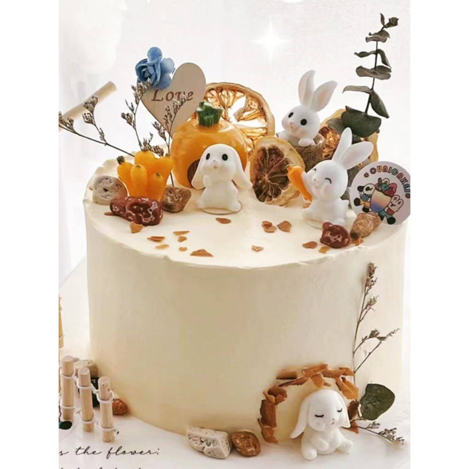 小兔子蛋糕摆件柠檬烘焙插件可爱胡萝卜房子森系甜品台迷你小玩具