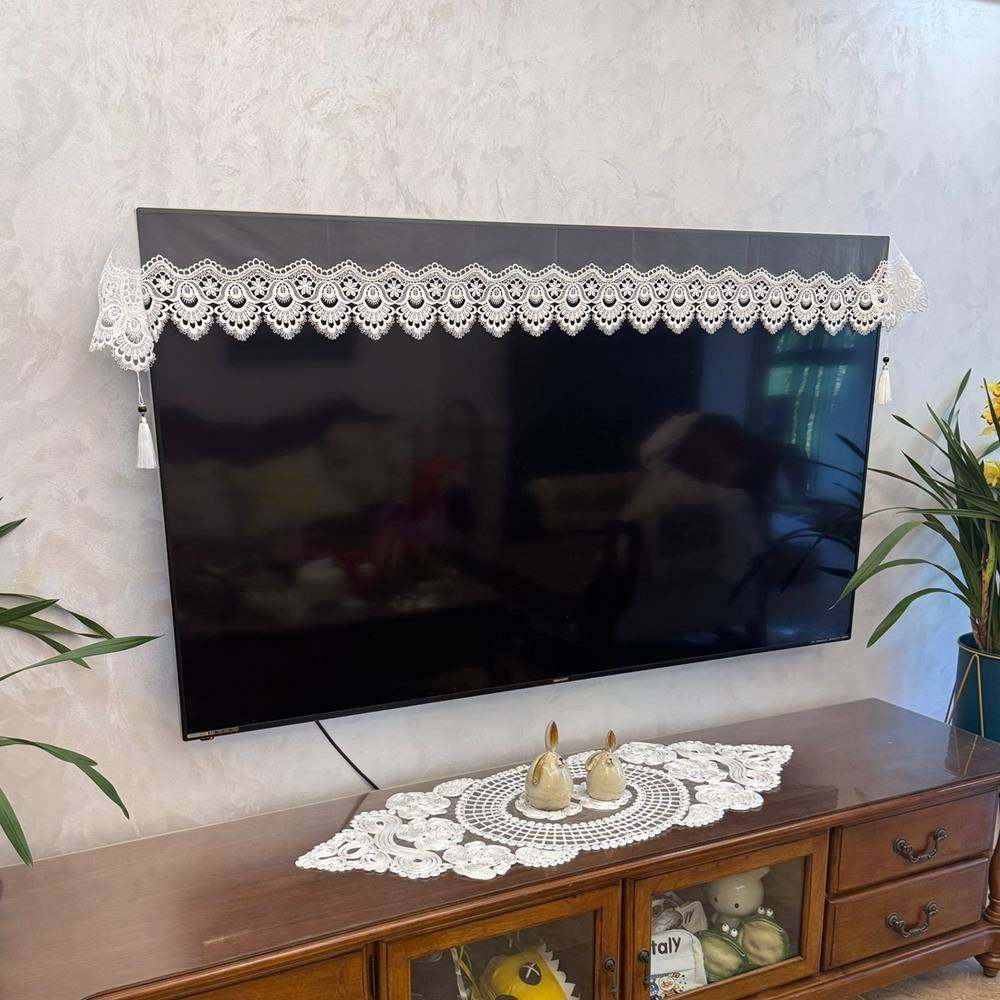 网纱蕾丝电视机防尘盖布开机不取电视遮盖布盖巾高级感电视防尘罩