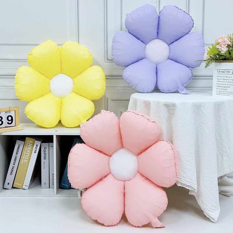 彩色雏菊太阳花朵铝膜气球儿童生日派对装饰布置户外野餐拍照道具