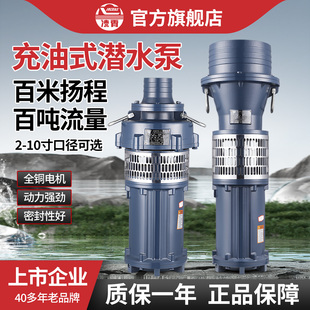 凌霄潜水泵QY充油式高扬程大流量380V喷灌滴灌三相农用灌溉抽水泵
