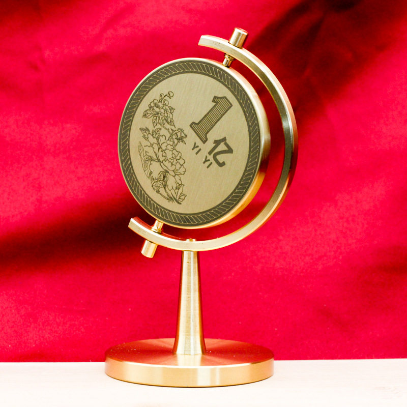 黄铜小目标一个亿转转车载小摆件办公桌茶桌转运桌面摆新款创意解