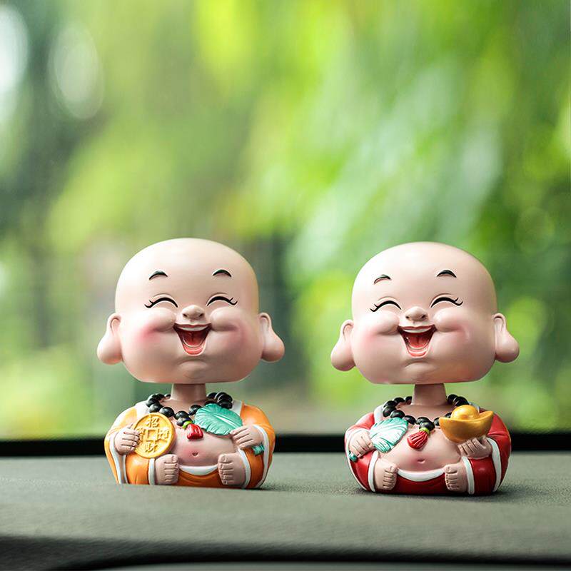 可爱车用摇头财神小摆件招财弥勒佛车内装饰品创意桌面电视柜摆设