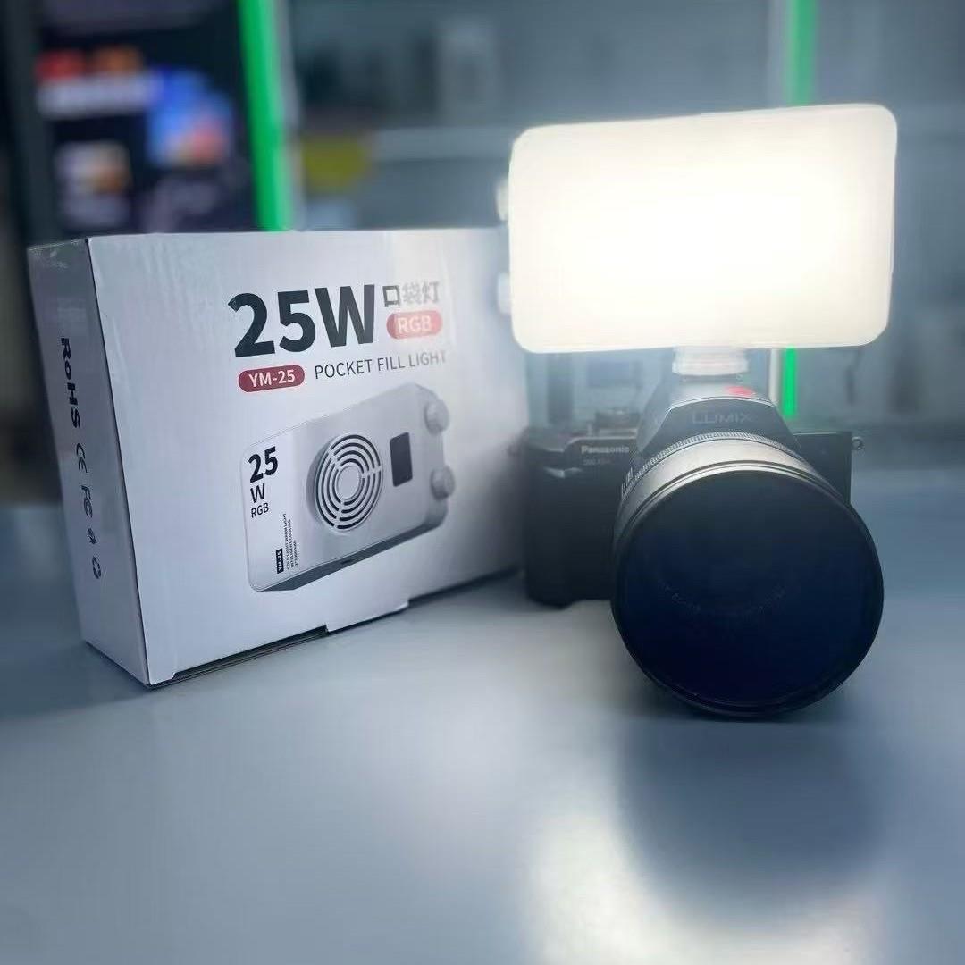 旋钮调解口袋灯RGB 25W全彩补光灯便携摄影照相手机拍视频补光灯