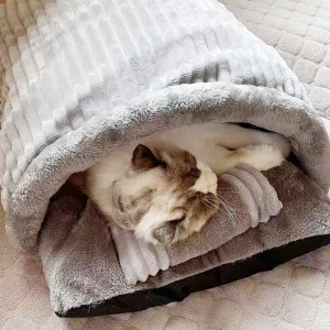 不塌陷可拆洗猫咪窝毛绒猫睡袋