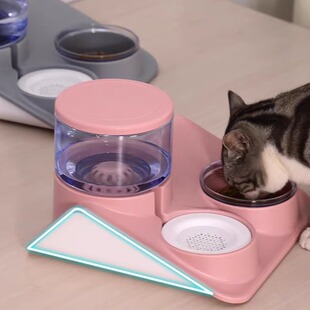 猫咪用品小狗狗饭碗饭盆自动喂水器喂食盆猫粮碗防打翻宠物双碗