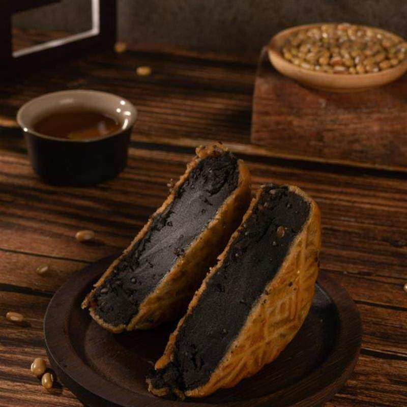 广式台山传统纸包椰香松子黑豆沙月饼办公室早餐零食600克
