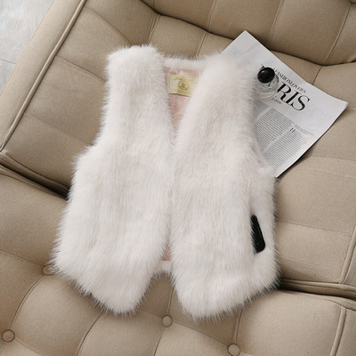白色毛毛背心仿狐狸毛马甲大码皮草马甲加厚秋冬新款大码背心时尚