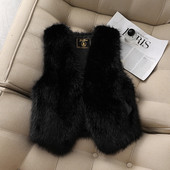 黑色毛毛马甲坎肩百搭皮草马甲女仿狐狸毛25秋冬新款 保暖背心大码
