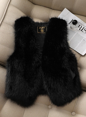 黑色毛毛马甲坎肩百搭皮草马甲女仿狐狸毛25秋冬新款保暖背心大码