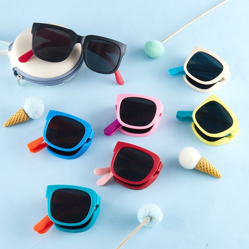 新款折叠墨镜男女宝宝户外防紫外线防晒眼镜儿童折叠太阳镜小方框